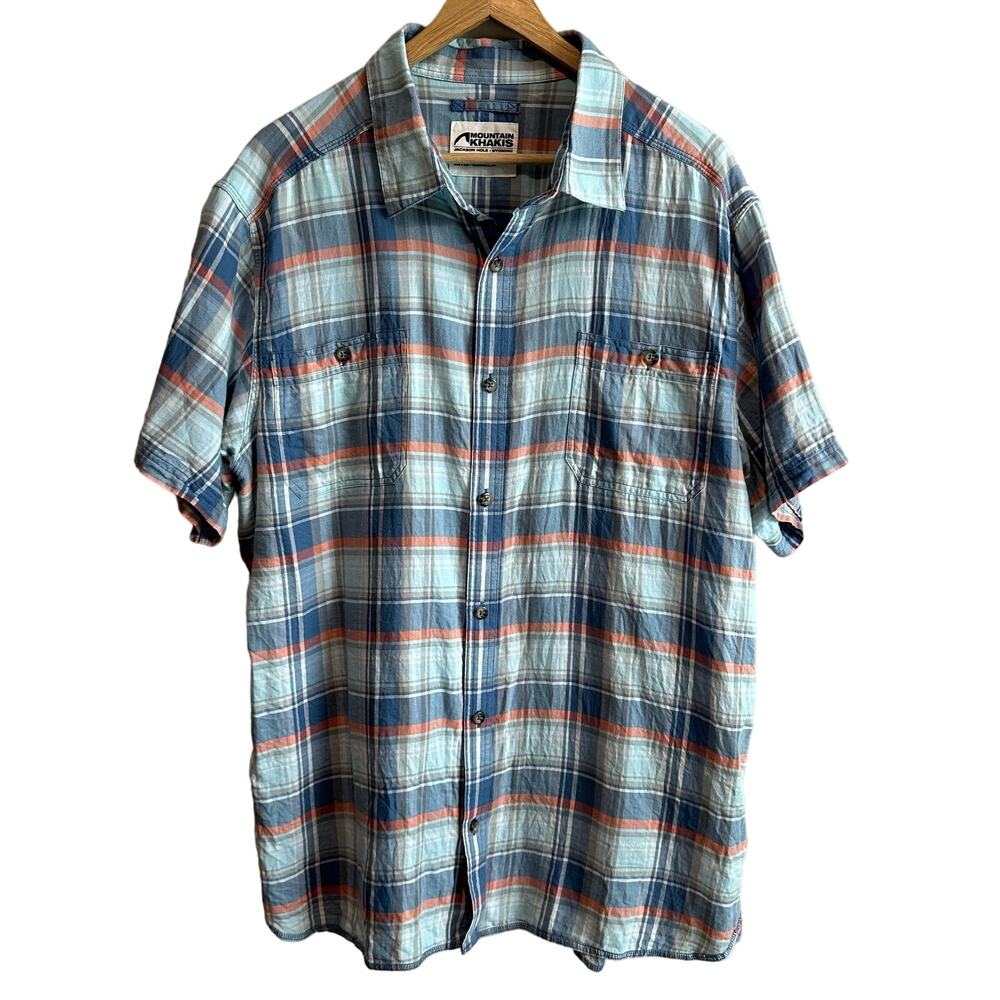 Mountain Khakis Meridian Short Sleeve Plaid Organic Cotton Shirt XL